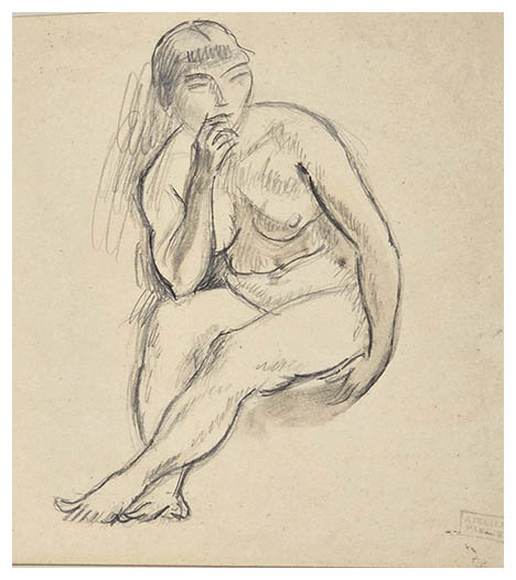 Femme nue assise, drawing by Jules Pascin